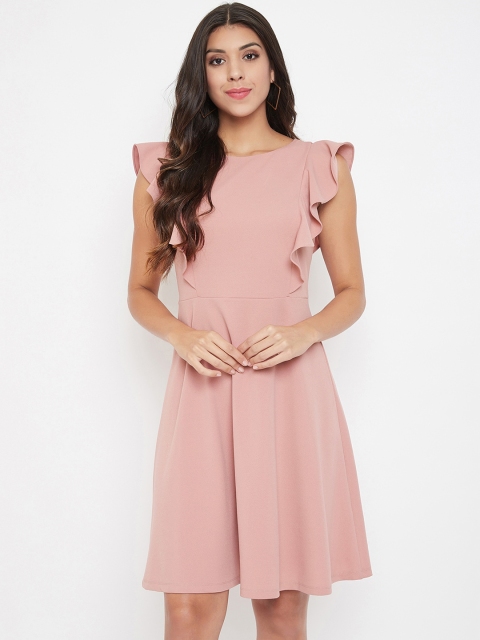 

Madame Pink Solid Fit & Flare Dress