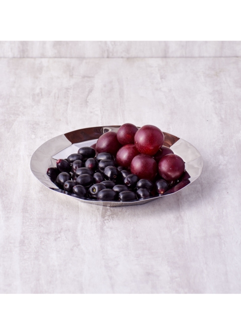 

ARTTDINOX Steel-Toned Textured Round Platter