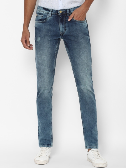 

Solly Jeans Co Men Blue Skinny Fit Low Distress Heavy Fade Jeans