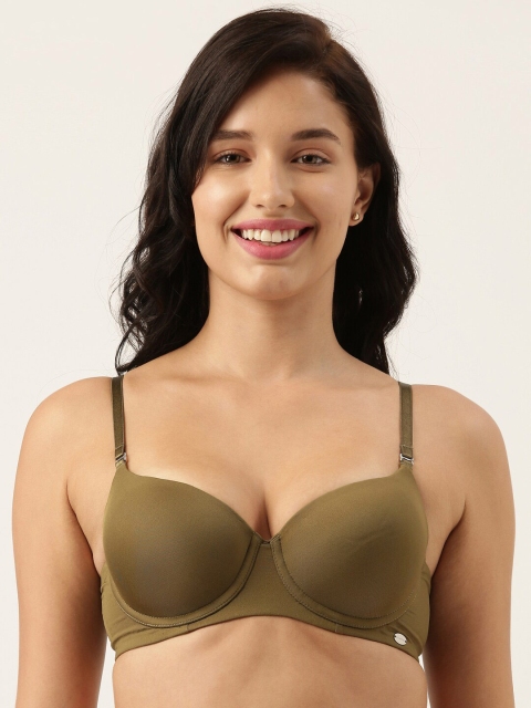 

Enamor Olive Green Underwired Lightly Padded Balconette Bra