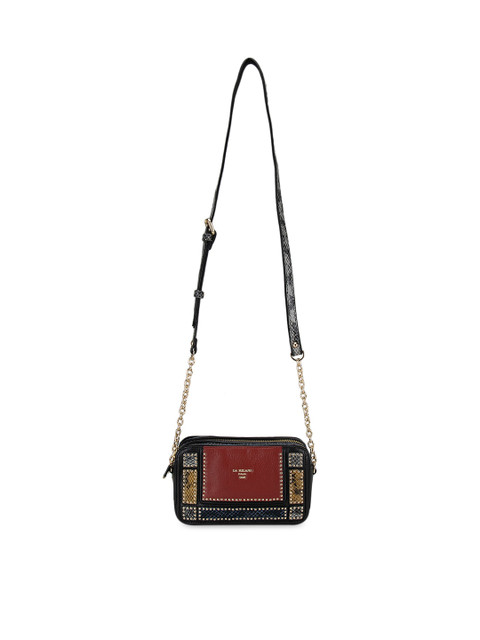 

Da Milano Women Maroon Embellished Leather Structured Sling Bag