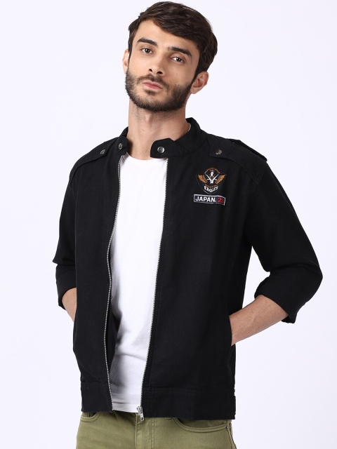 

VOXATI Men Black Open Front Jacket