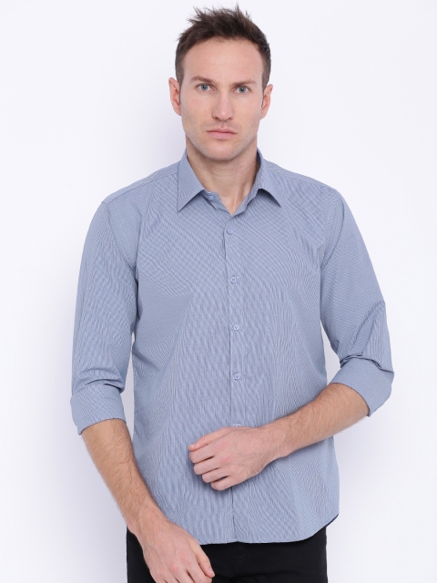 

Four One Oh Men Blue Slim Fit Striped Casual Shirt