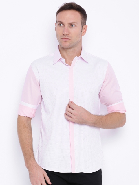 

Four One Oh Men Pink Slim Fit Casual Shirt