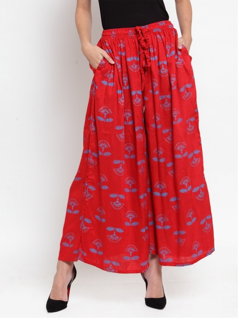 

Clora Creation Women Red & Blue Floral Printed Flared Palazzos