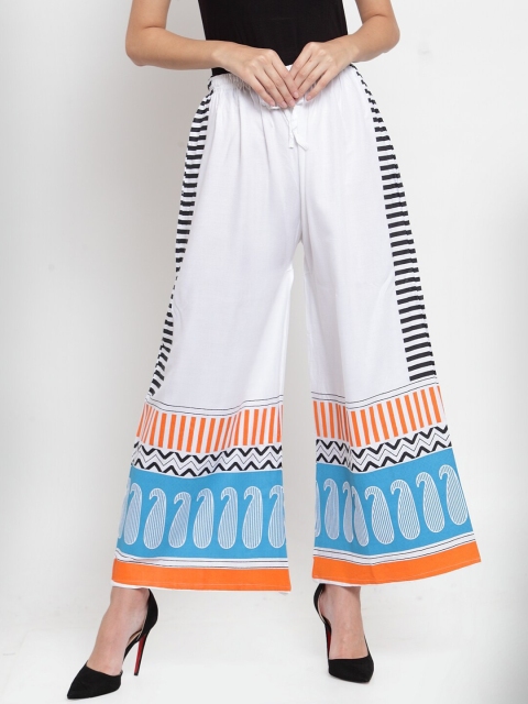 

Clora Creation Women White & Blue Paisley Printed Palazzos