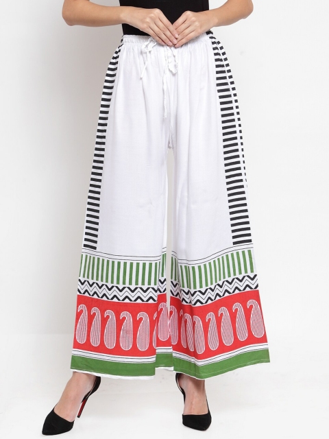 

Clora Creation Women White & Black Paisley Printed Flared Palazzos