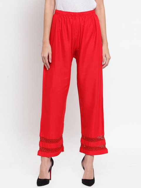 

Clora Creation Women Red Hem Design Palazzos