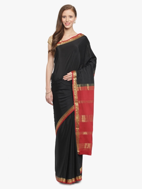 

Sudarshan Silks Black & Red Checked Zari Handloom Pure Mysore Silk Saree