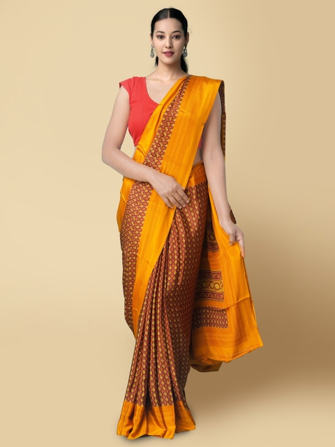 

Unnati Silks Orange & Maroon Handloom Bandhani Saree