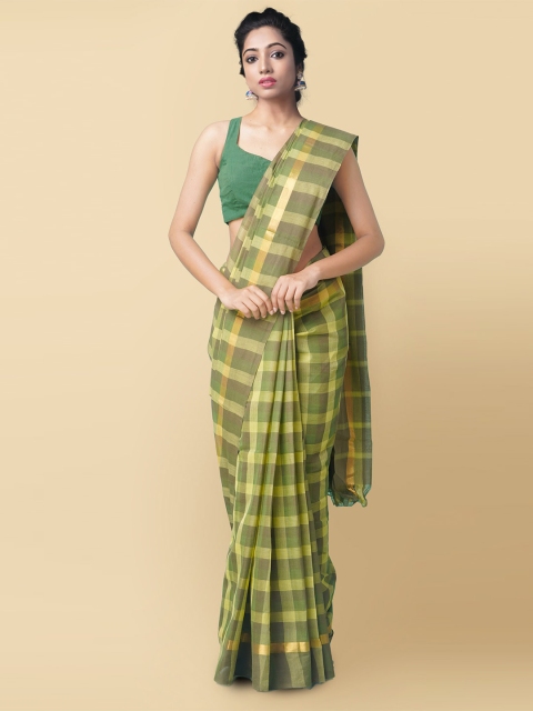 

Unnati Silks Women Green & Yellow Pure Pavani Mangalagiri Cotton Saree