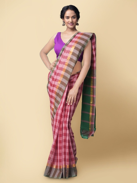 

Unnati Silks Women Maroon & Pink Pure Pavani Mangalagiri Cotton Saree