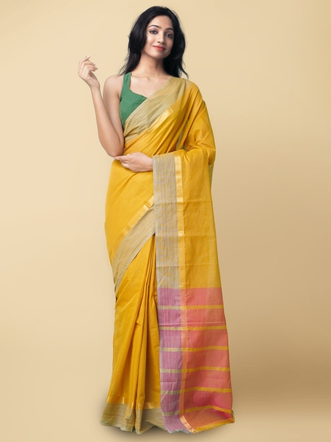 

Unnati Silks Women Yellow & Beige Pure Pavani Mangalagiri Cotton Saree