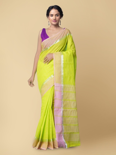 

Unnati Silks Women Green & Lavender Pure Pavani Mangalagiri Cotton Saree