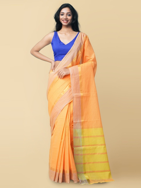 

Unnati Silks Women Orange & Yellow Pure Pavani Mangalagiri Cotton Saree