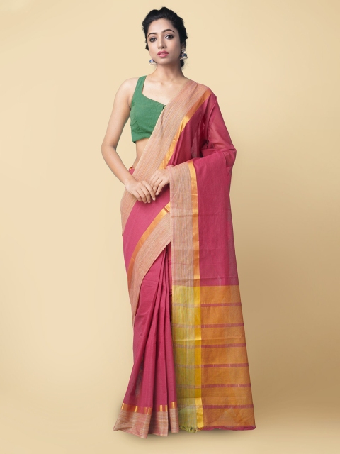 

Unnati Silks Maroon & Beige Pure Cotton Handloom Sustainable Mangalagiri Saree