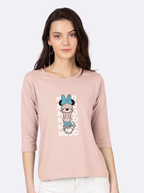 

Bewakoof Women Pink & Blue Minnie Mouse Printed T-shirt