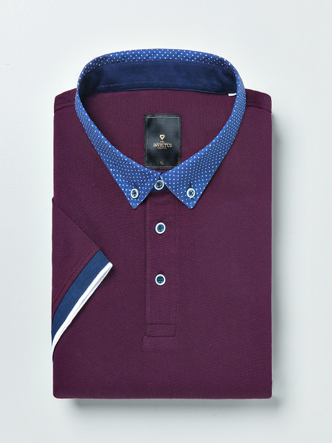 

INVICTUS Men Purple Solid Polo Collar T-shirt