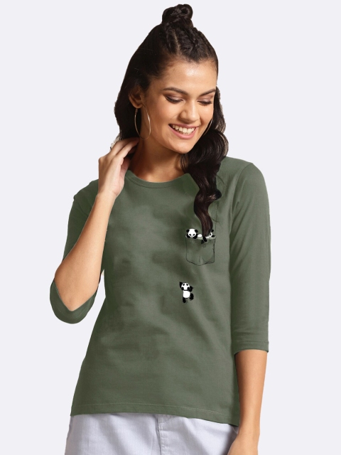 

Bewakoof Women Green & White Printed T-shirt