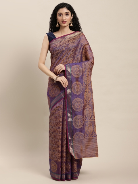 

Pavechas Purple Zari Silk Cotton Banarasi Saree