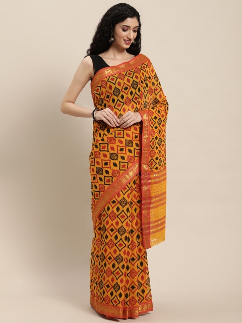 

Pavechas Yellow Zari Pure Cotton Venkatgiri Saree