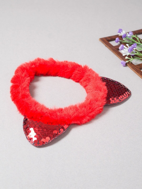 

Golden Peacock Women Red Fur Hairband