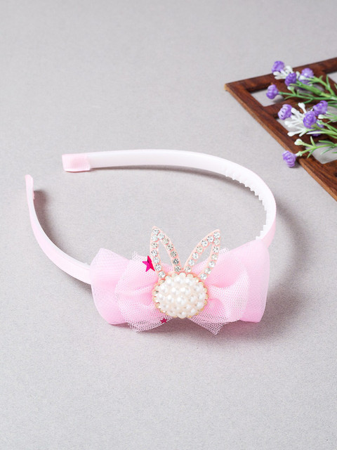 

Golden Peacock Women Pink & White Embellished Hairband