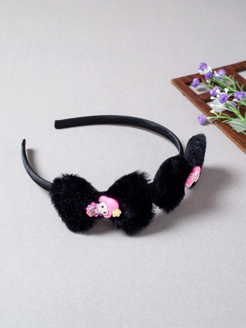 

Golden Peacock Women Black & Pink Furry Hairband