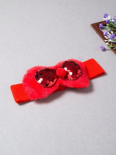

Golden Peacock Women Red Embellished Hairband