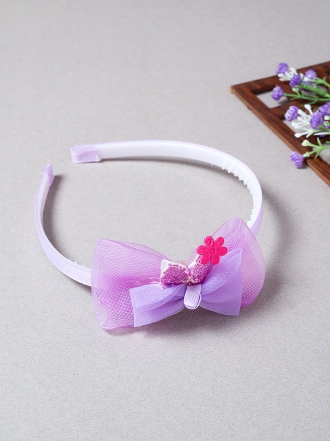 

Golden Peacock Women White & Purple Shiny Bow Knot Embellished Hairband