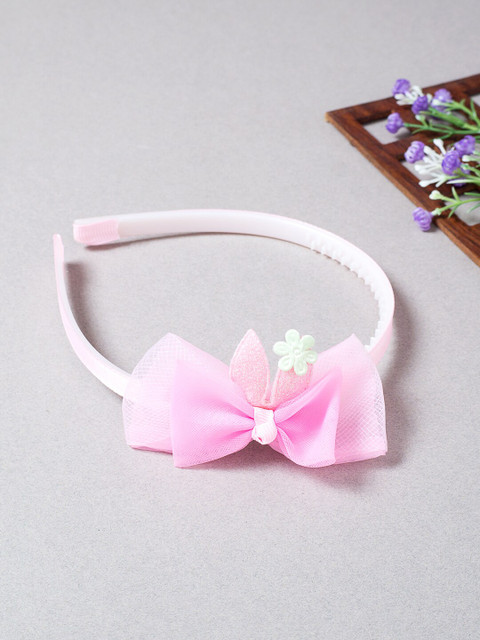 

Golden Peacock Women Pink Embellished Fabric Hairband