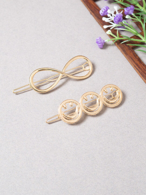 

Golden Peacock Women Gold-Toned Set of 2 Tic Tac Hair Clip