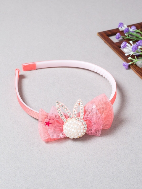 

Golden Peacock Women Peach-Coloured & White Embellished Hairband