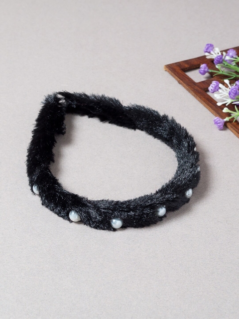 

Golden Peacock Women Black & White Beaded Hairband