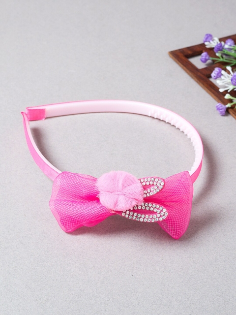 

Golden Peacock Women Pink Bow Embellished Hairband