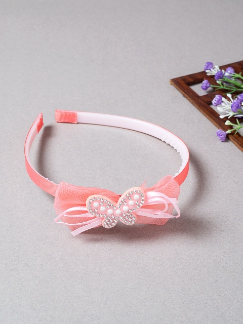 

Golden Peacock Women White & Pink Embellished Hairband