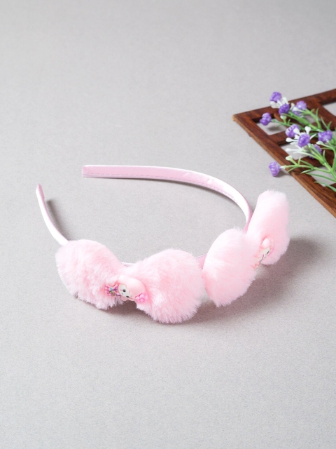 

Golden Peacock Women Pink Fur Hairband
