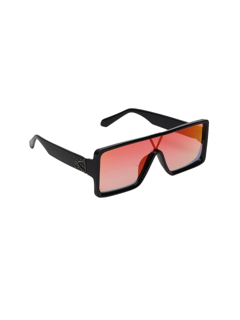 

Swiss Design Unisex Red Lens & Black Oversized Sunglasses with UV Protected Lens