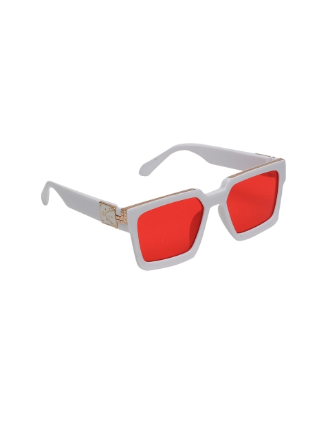 

Swiss Design Unisex Red Lens & White Square Sunglasses with UV Protected Lens