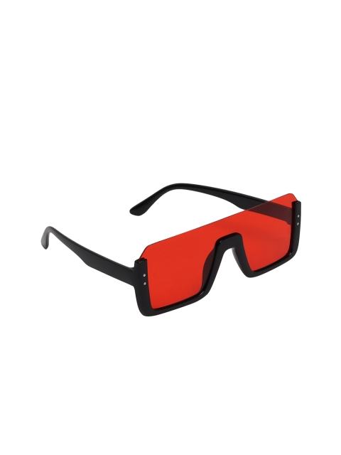 

Swiss Design Unisex Red Lens & Black Oversized Sunglasses with UV Protected Lens