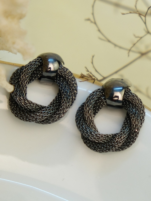 

Ayesha Silver-Toned Contemporary Studs Earrings