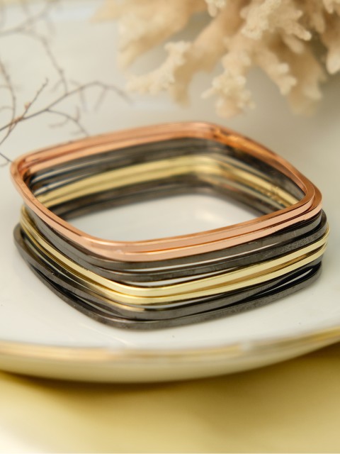 

Ayesha Women Set Of 8 Multicoloured Metallic Square Bangles, Multi