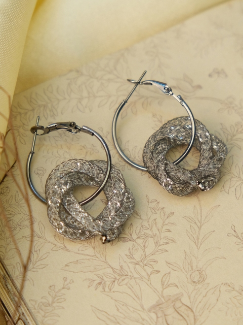

Ayesha Silver-Toned Contemporary Hoop Earrings