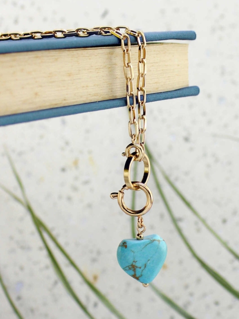 

Runway Ritual Women Gold-Toned Turquoise Blue Detachable Charm Necklace