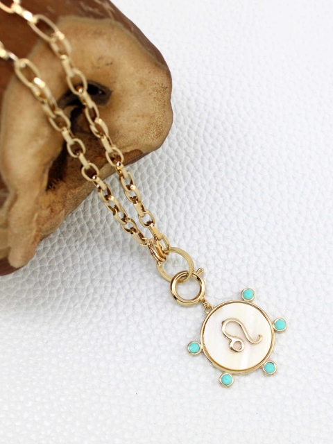 

Runway Ritual Gold-Toned & Off White Gold-Plated Necklace with Detachable Charm