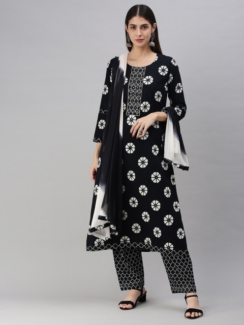 

Soch Black & Off White Printed Pure Cotton Unstitched Dress Material