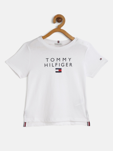 

Tommy Hilfiger Girls White Brand Logo Printed Pure Cotton T-shirt