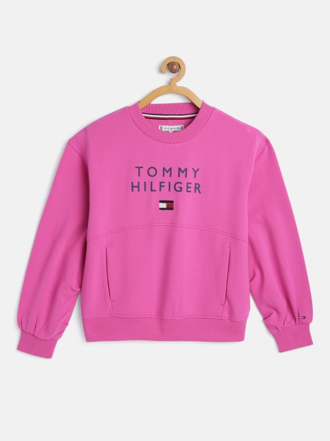 

Tommy Hilfiger Girls Pink Brand Logo Printed Sweatshirt