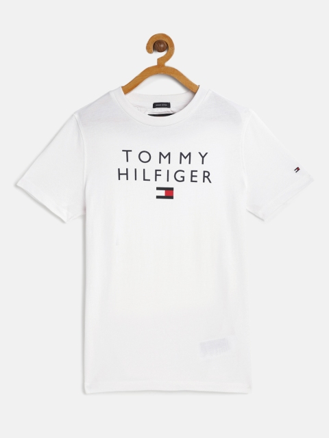 

Tommy Hilfiger Boys White Brand Logo Pure Organic Cotton T-shirt