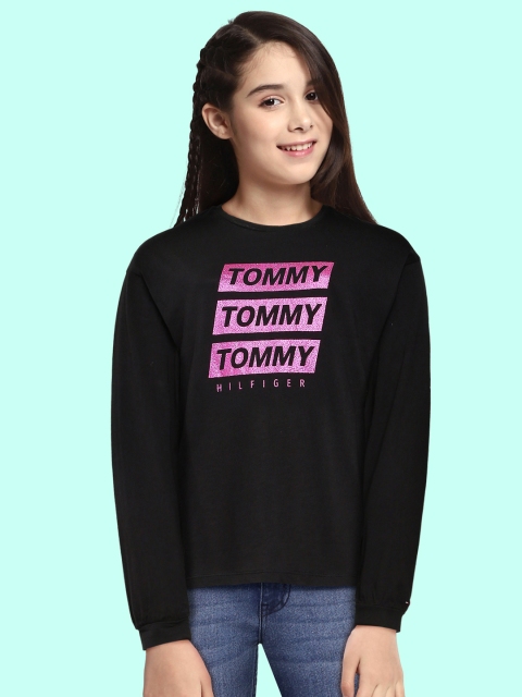 

Tommy Hilfiger Girls Black Brand Logo Printed T-shirt